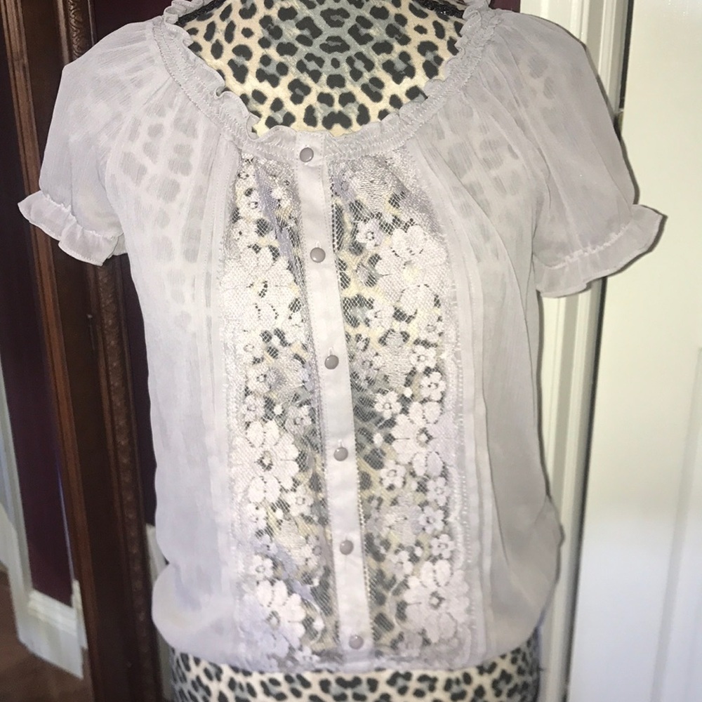 Beautiful Sheer & Lace "Eyelash" Button Down